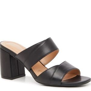 Adrienne Vittadini Avah Sandal black leather heel pumps Sz 10